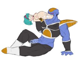 alien areola belly big_belly blue_skin bondage breasts bulma_briefs bulma_briefs_(frieza_saga) burter dragon_ball dragon_ball_z female glacierstrange male nipples penis vore