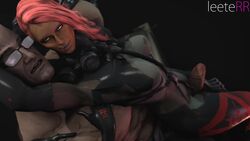 1boy 1boy1girl 1girls 3d animated athletic_female before_sex blue_eyes dark-skinned_female dark_skin female femdom human imminent_sex interracial leeterr male metal_gear_(series) metal_gear_rising metal_gear_rising:_revengeance metal_gear_solid mistral_(metal_gear_rising) no_sound penis pink_hair rubbing senator_armstrong video