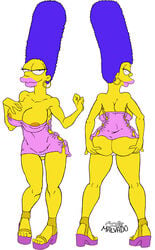 1girls big_breasts bimbo female female_only josemalvado lips lipstick looking_at_viewer looking_back marge_simpson milf presenting_hindquarters solo the_simpsons