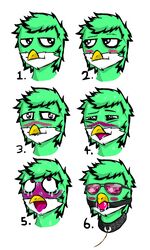 2018 aria_stormwood_(frooby) avian beak bird blush digital_media_(artwork) eyewear frooby gagged hair humanoid open_mouth sunglasses sweat tongue tongue_out