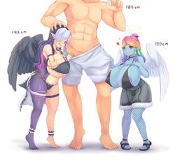 1boy 2girls absurdres alien android angel angel_wings areolae artist_request barefoot bikini blue_skin breasts clothing dunceneygak eonbound gigantic_breasts goddess goth hair_over_one_eye height_difference highres huge_ass huge_breasts imminent_sex large_breasts long_hair looking_at_penis mature multicolored_hair multiple_girls nipples nocturna open_mouth phessian pointy_ears puffy_nipples rainbow_hair robot robot_girl see-through shadow shortstack size_difference smile standing swimsuit tattoo thick_thighs thighhighs tongue tongue_out two-tone_hair two_tone_skin white_background white_skin wings xaessya