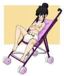 areola black_hair breasts chichi diaper dragon_ball dragon_ball_z female nipples topless what xjio