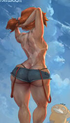 1girls ass booty_shorts bubble_ass bubble_butt cameltoe casual cleavage clothing curvy cutesexyrobutts dat_ass erect_nipples favorite female huge_areolae huge_ass human human_only kasumi_(pokemon) medium_breasts misty_(pokemon) muscular_back muscular_female muscular_thighs nintendo orange_hair pokemon psyduck puffy_nipples red_hair round_ass round_butt short_hair suspenders tan tanline tanlines thick_lips tomboy voluptuous wide_hips