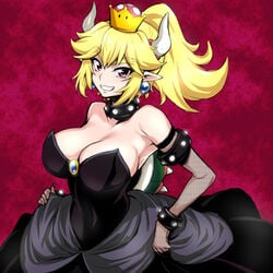 blonde_hair bowsette breasts female genderswap horns mario_(series) nakahira_guy new_super_mario_bros._u_deluxe nintendo