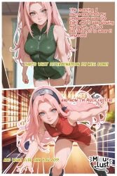 ai_generated dress dress_lift long_hair medium_breasts miaulust naruto naruto:_road_to_ninja naruto_(classic) naruto_(series) naruto_shippuden ninja pink_hair red_dress sakura_haruno sakura_haruno(genin)