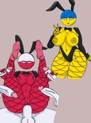 2girls 5boys anal anal_insertion anal_penetration anal_sex areolae big_ass big_penis breasts bunny_ear bunny_ears bunnysuit countryhumans countryhumans_girl curvy curvy_ass curvy_female female female_focus female_penetrated full_nelson full_nelson_anal horny horny_female large_penis looking_at_viewer looking_pleasured male male_penetrating male_penetrating_female masturbating_while_penetrated masturbation milk milk_squirt nipples open_mouth peace_sign penetration penis penis_in_ass pink_body pink_skin poland_(countryhumans) sex sixsome ukraine_(countryhumans) yellow_body yellow_skin