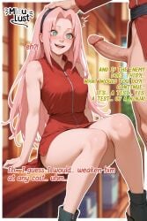 ai_generated dress dress_lift long_hair medium_breasts miaulust naruto naruto:_road_to_ninja naruto_(classic) naruto_(series) naruto_shippuden ninja pink_hair red_dress sakura_haruno