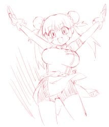 beyblade beyblade_metal_fusion big_breasts breasts china_dress chinese_clothes chinese_female chinese_girl hands_up mei_mei_(beyblade) metal_fight_beyblade qipao sketch smile smiling smiling_at_viewer twin_buns