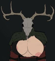 big_breasts breasts_out clothing_aside deathgarden deer_skull female mask masked masked_female nightmare_waifu skull_head skull_mask the_stalker_(deathgarden)