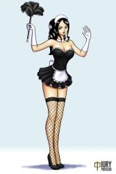 1girls female female_only fishnets gloves iury_padilha maid_uniform nico_robin one_piece tagme