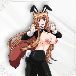 1girls areola big_breasts breasts breasts brown_hair bunny_ears bunny_tail bunnysuit hfxpins naked naked_female nipples nude nude_female raccoon_ears raccoon_tail raphtalia reverse_bunnysuit tate_no_yuusha_no_nariagari the_rising_of_the_shield_hero