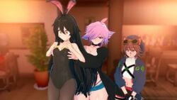 bunnysuit koikatsu lin_kaimane neneefthy rakkun shai_zoe shaizoe_ tagme tiny video virtual_youtuber vtubers