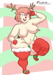 1girls 2024 breasts christmas doki_doki_literature_club female female_focus female_only green_thong lewddoodler looking_at_viewer sayori_(doki_doki_literature_club) thighs thong