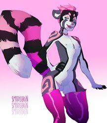 animal_genitalia anthro balls clothing furgonomics furry-specific_piercing genital_piercing girly jewelry legwear male mammal necklace nipples open_mouth piercing red_panda sheath sheath_piercing smile smooshkin solo standing thick_thighs thigh_highs wide_hips