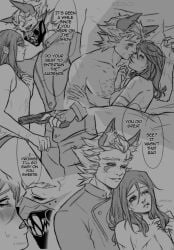 1boy 1boy1girl 1girls after_sex aftercare age_difference boyfriend_to_death female fox fox_ears fox_humanoid fox_tail gentle gentle_maledom hairy hairy_chest kemono kemonomimi kinko_art laying_down male older_dom_younger_sub older_man_and_younger_girl post_sex ren_hana the_price_of_flesh