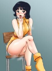 1girls ass bare_legs bare_thighs big_breasts black_eyes black_hair blush bob_cut boots breasts chair clothed clothing drool drooling fa_yuiry female female_focus female_only footwear gundam gundam_zz hi_res high_resolution highres large_breasts legs_crossed legs_together light-skinned_female light_skin long_legs medium_hair mobile_suit_gundam naughty_face open_mouth pale-skinned_female pale_skin pose posing pussy_juice pussy_juice_drip pussy_juice_trail saliva saliva_drip saliva_on_tongue saliva_trail short_dress shoulder_length_hair sitting sitting_on_chair skimpy skimpy_clothes skimpy_dress sleeveless sleeveless_dress solo solo_female solo_focus thick_thighs thighs tongue tongue_out very_high_resolution zeta_gundam ziigoro03