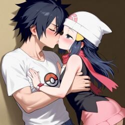 ai_generated couple crossover dawn_(pokemon) fairy_tail gray_fullbuster petite_female pokemon