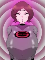 1girls breasts brown_eyes brown_hair elastigirl erect_nipples femsub helen_parr huge_breasts hypnosis latex maledom milf mind_control nipples_visible_through_clothing open_mouth roku_qing short_hair skin_tight the_incredibles weak_resistance