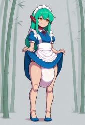 1girls ai_generated diaper lifting_skirt ruukoto smiling touhou