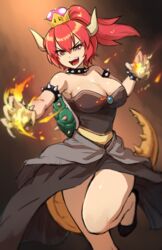 1girls bowsette breasts female female_only genderswap horns mario_(series) maritan_(pixelmaritan) new_super_mario_bros._u_deluxe nintendo red_bowsette red_hair solo