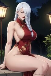 ai_generated cheongsam female girl jujutsu_kaisen mei_mei_(jujutsu_kaisen) meimei pinku pinku.ai pinkuai sideboob wallpaper