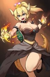 1girls blonde_hair bowsette breasts female female_only genderswap horns mario_(series) maritan_(pixelmaritan) new_super_mario_bros._u_deluxe nintendo solo