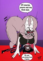 anal anal_sex anal_sex big_ass big_breasts breasts_bigger_than_head breasts_on_head bulldog_position carmilla_carmine futa_on_female futadom hazbin_hotel smile smiling sweat sweatdrop sweating talking_to_another talking_to_partner twintails velvette