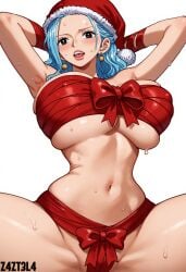 ai_generated alluring big_ass big_breasts blush breasts christmas christmas_outfit cleavage female female_only long_hair looking_at_viewer nefertari_vivi one_piece red_ribbon revealing_clothes ribbon_outfit santa seductive seductive_body seductive_eyes short_outfit teasing z4zt3l4