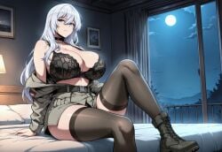 ai_generated blue_eyes boots ent90 military_uniform stocking white_hair