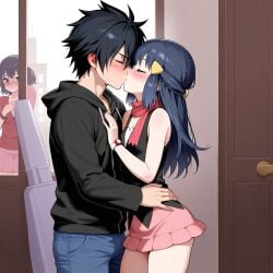 ai_generated couple crossover dawn_(pokemon) fairy_tail gray_fullbuster petite_female pokemon