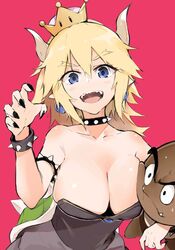 1girls blonde_hair bowsette breasts female female_focus genderswap goomba horns mario_(series) muteki_soda new_super_mario_bros._u_deluxe nintendo super_mario_bros.