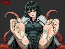 ai_generated barefoot feet foot_fetish foot_focus fubuki_(one-punch_man) gigatsu looking_at_viewer one-punch_man simple_background sole_female soles tentacle toes