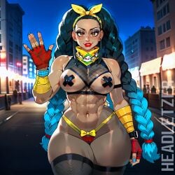 ai_generated big_ass big_breasts breasts capcom city cleavage dark-skinned_female female female_only headletzer kimberly_jackson muscles outdoors street_fighter street_fighter_6 tagme thick_thighs thighs wide_hips