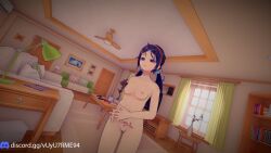 1female 1girls 3d blush breasts crazy_mita_(miside) cute cute_girl dark_purple_hair embarrassed_female embarrassed_nude_female female female_focus female_only game_cg game_mod girl glasses hairband indigo_hair light-skinned_female light_skin miside mita_(miside) mod naked naked_female nipples nude nude_female ponytail purple_hair pussy russian_text solo_female standing tagme tagme_(artist)