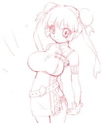 beyblade beyblade_metal_fusion big_breasts big_breasts chinese chinese_clothes chinese_dress chinese_female chinese_girl cute female hands_behind_back mei_mei_(beyblade) pose sketch smile smiling smiling_at_viewer twin_buns