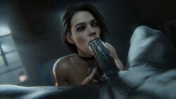 1boy 1girls 3d absurdly_large_cock ball_fondling balls big_penis blowjob blue_eyes brown_hair cum cum_in_mouth cum_inside duo fellatio female female_focus fondling_balls jill_valentine jill_valentine_(sasha_zotova) light-skinned_female light_skin male male/female medium_hair monster mr_x oral oral_penetration oral_sex partial_male penetration penis penis_in_mouth resident_evil resident_evil_2 resident_evil_3 resident_evil_3_remake stephanie23 tyrant vacuum_fellatio vacuum_suck