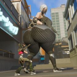 ass ass_bigger_than_head ass_focus ctgiantess embarrassed fortnite fortnite:_battle_royale giantess hips huge_ass huge_breasts huge_butt huge_thighs hush_(fortnite) hyper hyper_ass hyper_butt looking_at_viewer looking_back macro red_eyes renegade_runner size_difference thick_ass thick_legs thick_thighs thighs tight_clothes tight_clothing white_hair wide_hips