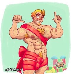 ash_(brawl_stars) bara brawl_stars gay grom_(brawl_stars) hairy_male muscular muscular_male scars