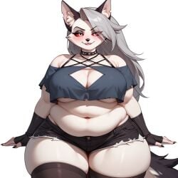 ai_generated anthro anthroeclipse anthrofied bbw bbw_furry big_ass big_breasts breasts fat fat_ass fat_butt fat_fur furry furry_female furry_only hazbin_hotel hellhound helluva_boss huge_breasts loona_(helluva_boss) obese plump plump_thighs