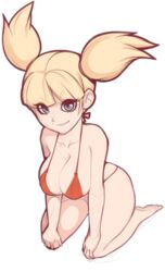 big_breasts blonde_hair blue_eyes blunt_bangs breasts female female_only inspector_gadget looking_at_viewer lowres penny_gadget plantpenetrator red_bra red_panties short_hair simple_background sketch smile solo twintails white_background