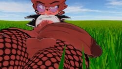 anthro big_penis femboy fexa_(cryptia) looking_at_viewer male outdoor_nudity outdoors vrchat vrchat_avatar vrchat_model