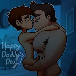 beauty_mark big_areola big_ass big_breasts big_muscles big_pecs big_penis blacky_doodlez brown_body brown_hair brown_nipples brown_penis brown_skin erection father father_and_child father_and_son gay holding holding_body hug human human_only human_penis incest kiss_on_lips kissing latino male_only marco_diaz mexican_male mole mole_on_penis mole_under_eye nipples pecs pectorals rafael_diaz short_hair star_vs_the_forces_of_evil tanned tanned_male tanned_skin