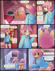 animal_genitalia animal_penis big_macintosh_(mlp) blush bottomless butterscotch_(hoodie) clothed clothing equine erection fan_character femboy friendship_is_magic hoodie hoodie_(artist) horse legwear male mammal my_little_pony penis pony socks sweater trap