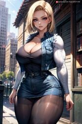 1girls abs ai_generated android_18 big_breasts blonde_female blonde_hair blonde_hair_female blue_eyes breasts cleavage curvaceous curvy curvy_body curvy_female curvy_figure curvy_hips dragon_ball dragon_ball_super dragon_ball_z female female_only fit fit_female huge_boobs huge_breasts large_breasts legs mature mature_female milf muscular muscular_female muscular_legs muscular_thighs nipple_bulge nipples_visible_through_clothing pantyhose skirt supr3metr thick_legs thick_lips thick_thighs thighs thunder_thighs wide_hips