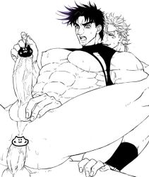 2boys anal battle_tendency caesar_zeppeli censored erection gay jojo's_bizarre_adventure joseph_joestar male male/male male_only male_penetrated male_penetrating male_penetrating_male muscular_male penetration penis yaoi