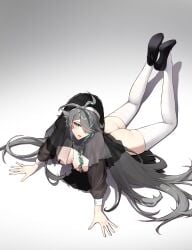 alhaitham_(genshin_impact) ass big_breasts blush feminization genderswap_(mtf) genshin_impact gray_hair high_heels nun on_floor pale_skin palpal_arm rule_63 thighs