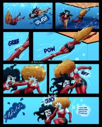 2girls ass breasts cartoon_network catfight comic drowning female female_only fight lipstick mofastofu pool powerpuff_girls sara_bellum scene_interpretation sedusa swimming underwater water