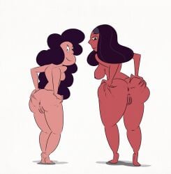 2girls anus ass big_ass cartoon_network dark-skinned_female dark_skin female female_only indian indian_female jodero large_ass looking_back mature_female milf multiple_girls nude nude_female presenting_hindquarters priyanka_maheswaran pussy rear_view spread_ass spreading_ass steven_universe stevonnie vagina white_background