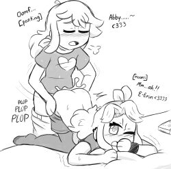 2d abigail_(stardew_valley) anal anal_penetration anal_sex erin_(ikeychain) female ikeychain lesbian lesbian_sex lesbians moaning original original_character panting partially_clothed stardew_valley tagme text