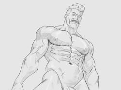 abs bara dhlinez invincible looking_down male male_only muscle muscles muscular muscular_male omni-man pecs solo